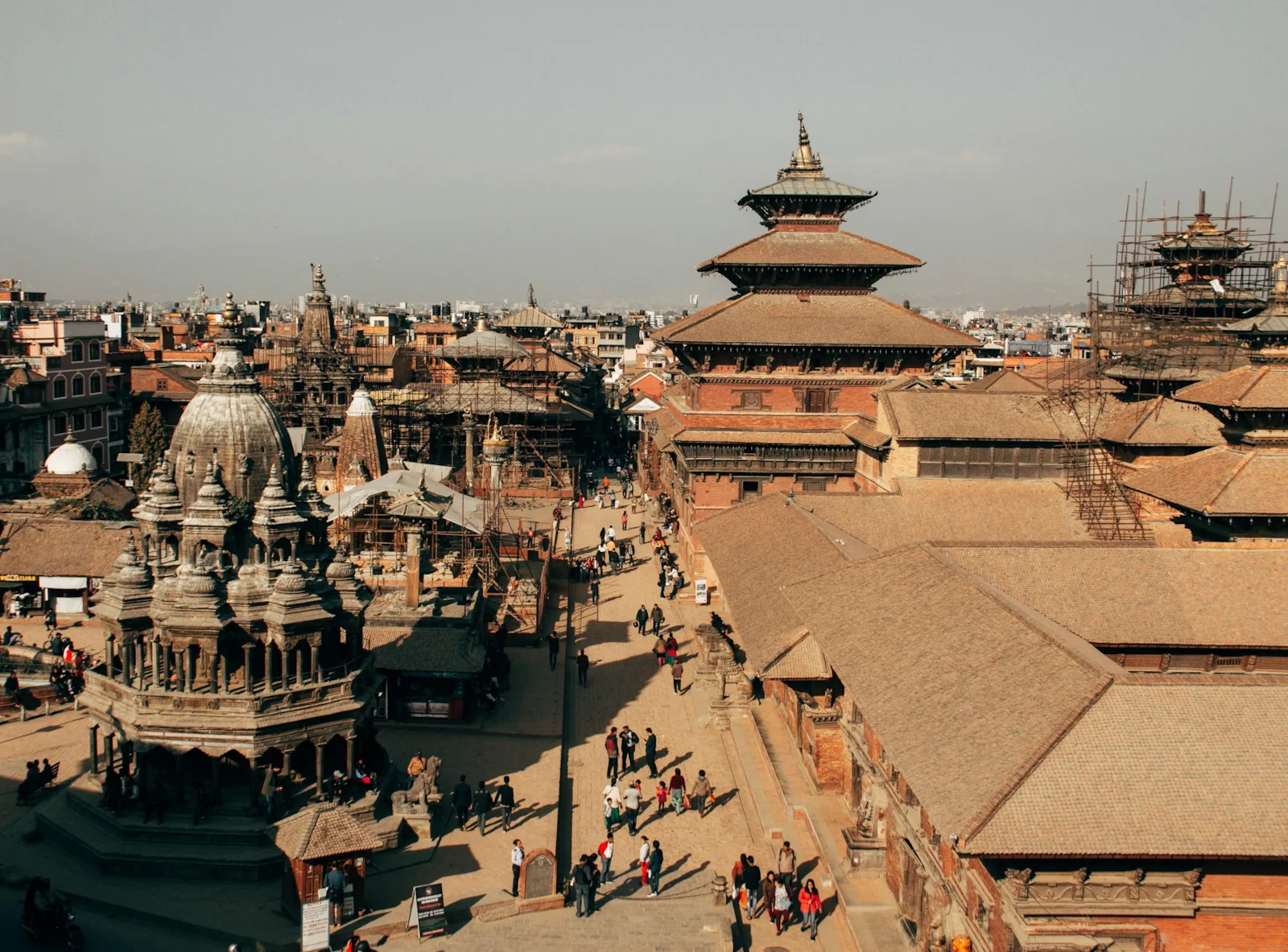 Ancient temple courtyard and heritage architecture in Kathmandu Valley